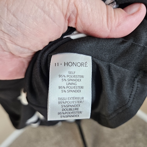 11. Honore' Lauryn Womens Black & White Painterly Dot Midi Dress Sz 0=10-12 - Picture 14 of 16